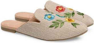 Fuchsia Sunny Meadows Floral Embroidered Mule in Light Beige at Nordstrom, Size 11