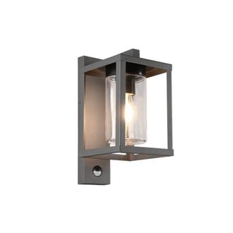 Netlighting Lunga Modern Outdoor Wall Lantern Anthracite IP44 with PIR UK Stock in Black