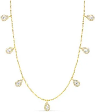 SHYMI Pear Shape Cubic Zirconia Drop Necklace in Gold at Nordstrom