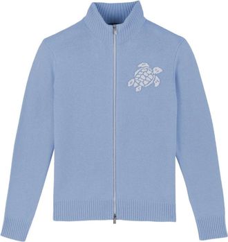 Vilebrequin Petrus Katoen en Kasjmier Sweater met Volledige Rits Turtle - Heren - Vesten - Blauw - L - Katoen - Truien & Vesten