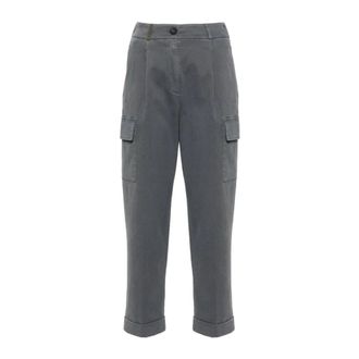 PESERICO Cropped Broek - Dames - Vrijetijds broeken - Grijs - M - Katoen - Broeken
