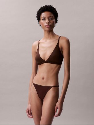 Calvin Klein Womens Form to Body Lightly Lined Triangle Bralette - Brown - XS