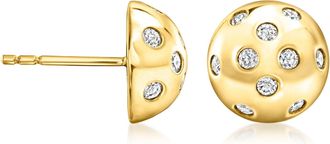 Ross-Simons Diamond Button Earrings in 18kt Gold Over Sterling
