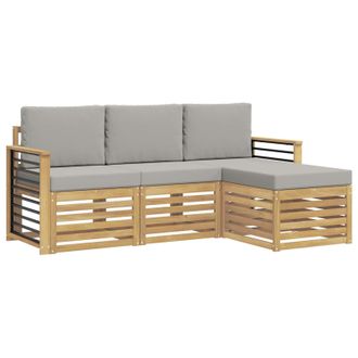 vidaXL Conjunto De Sof&aacute;s De Exterior 4 Pcs Blanco Y Gris Claro Vidaxl