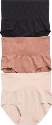 Skinny Girl 3-Pack Everyday High Waist Shaping Briefs in Island Sand/Caf Latte/Black at Nordstrom Rack, Size X-Large