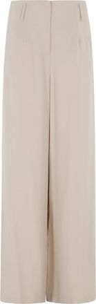 Federica Tosi Sand Canvas Pantagonna Wide-Leg Lyocell Formal Pants