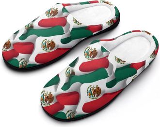 Generic Mexico Flag Funny Mens Cotton Slippers Soft Non-Slip Rubber Sole House Slipper Indoor Outdoor