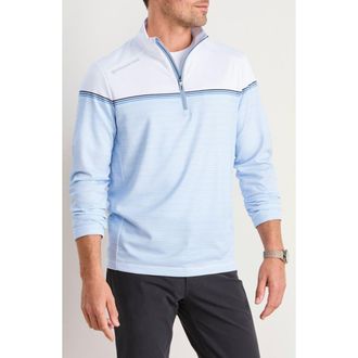 Vineyard Vines Sankaty Stripe Half-Zip Performance Pullover in Club Blue at Nordstrom, Size Small