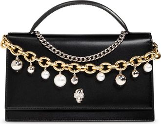 Alexander McQueen Tassen, Dames, Zwart, ONE Size, Leer, Top Handle Skull Bag
