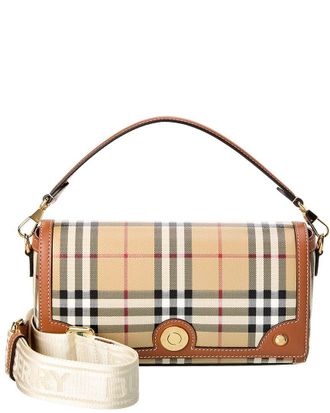Burberry Check Canvas & Leather Shoulder Bag
