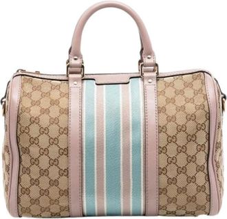 Gucci Pre-owned Handbags, female, Beige, Size: ONE SIZE Pre-owned Canvas Satchel