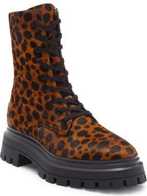 Stuart Weitzman Bedford Sleek Genuine Calf Hair Combat Boot in Toffee at Nordstrom Rack, Size 4.5