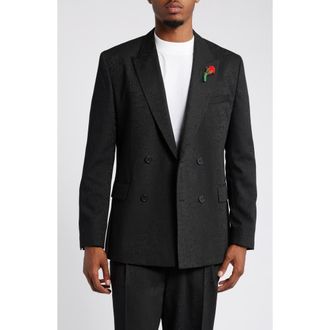 HUGO BOSS Hasan Modern Fit Logo Jacquard Sport Coat in Black Multi at Nordstrom Rack, Size 44 - R