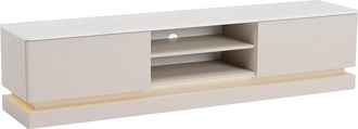 Pascal Morabito Mueble de TV con 2 cajones y 2 estantes con luces LED en MDF - Beige y efecto m&aacute;rmol blanco - DEVIKA de Pascal MORABITO