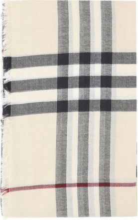 Burberry Check Printed Frayed-edge Scarf