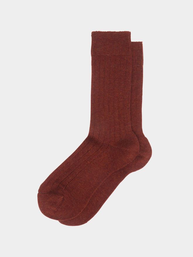 Mens Ribbed Cashmere Socks One Size