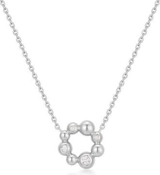 Ania Haie Cubic Zirconia Beaded Circle Pendant Necklace in Silver at Nordstrom