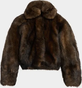 Brunello Cucinelli Lamb Shearling Zip Jacket With Monili Trim