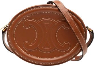 Celine Pre-owned Cross Body Bags, female, Brown, Size: ONE SIZE Pre-owned Oval Leather Shoulder Bag