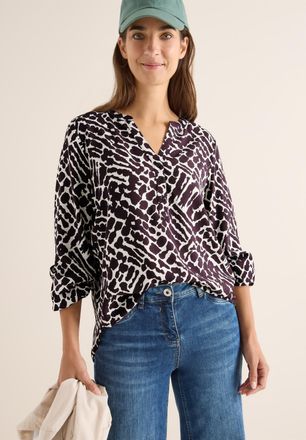 Cecil Shirtbluse CECIL, Damen, Gr. XS (36), eggplant rot, Web, Obermaterial: 100% Viskose, gemustert, figurumspielend h&uuml;ftlang, V-Ausschnitt, elastischer Bu