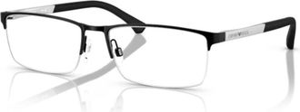 Emporio Armani 0ea1041 Rectangular Semi-Rimless Eyeglasses with Textured Temples