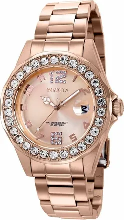 Invicta Pro Diver Quartz Crystal Rose Gold Dial Ladies Watch 37698