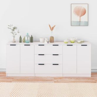 Berkfield Home 3 Piece Sideboards White Engineered Wood