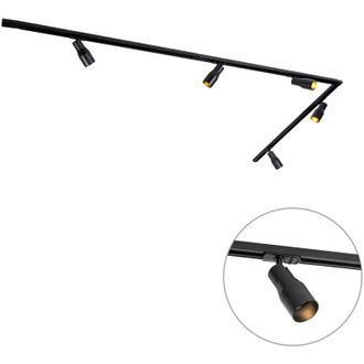 QAZQA Moderno Sistema De Iluminaci&oacute;n De Riel Moderno Con 5 Focos Negro 1 Fase - Iconic Kohua Aluminio /acero /pl&aacute;stico Alargada Adecuado Para Led Max. 5 X 1