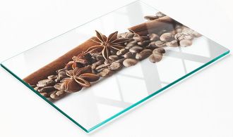 OEM Tablero De Vidrio Duradero Y Elegante Con Estampado De Granos De Caf&eacute; Y Canela, 80x52 Cm
