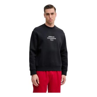 A|X Armani Exchange Sweatshirt met labelstiksels - Heren - Sweatshirts & Hoodies - Blauw - Maat: 2XL Katoen