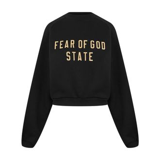 Fear of God Logo Fleece Cropped Sweatshirt Black