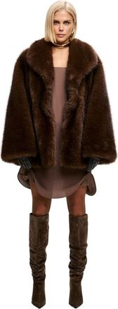 Cesare Gaspari Faux Fur Shearling Jassen - Dames - Jassen - Bruin - M - Polyester - Jassen