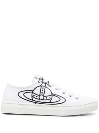 Vivienne Westwood Orb-print canvas sneakers - men - Fabric/Rubber/Fabric - 42 - White