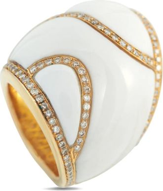 David Webb Anello con diamanti e agata - Bianco