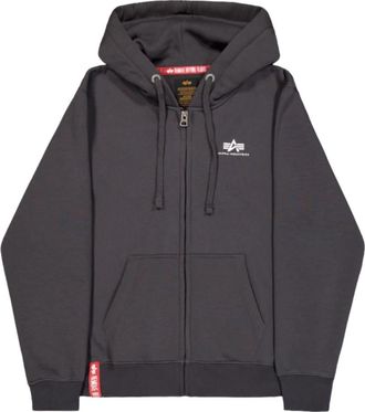 Alpha Industries Basic Zip Hoody SL - Heren - Vesten met rits - Grijs - L - Katoen - Hoodies & sweatvesten