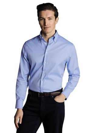 CHARLES TYRWHITT Non-Iron Button-Down Oxford Slim Fit Shirt Single Cuff in Sky Blue at Nordstrom, Size 17.5 - 36