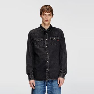 Diesel Overshirt in denim - Denim Shirts - Man - Black