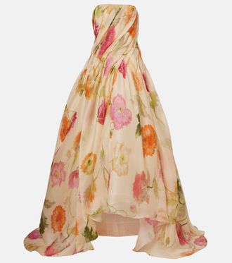 Carolina Herrera Floral silk organza bustier gown