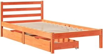 vidaXL Bed Frame without Mattress Wax Brown 90x200 cm Solid Wood Pine vidaXL