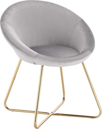 Woltu Woltu 1x Sedie Da Pranzo In Velluto Sedie Da Cucina Moderne Con Gambe In Oro Metallo Per Soggiorno, Grigio Chiaro