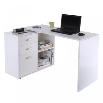 Carter's Home Office L Shape Computer Desk Workstation Drawer Shelf File Cabinet-White - CARTER | TJ Hughes White