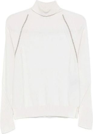 D.exterior Off-White Wol High-Neck Sweater - Dames - Coltruien - Wit - L - Wol - Truien & Vesten