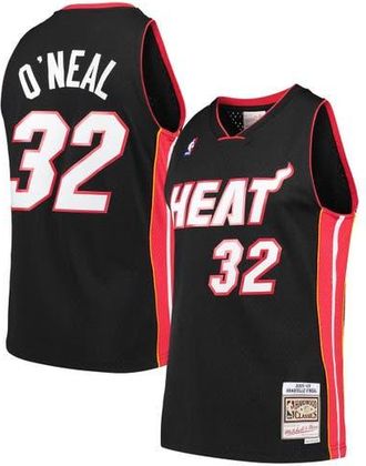Mitchell & Ness Mens Mitchell & Ness Shaquille ONeal Black Miami Heat Hardwood Classics Swingman Jersey at Nordstrom, Size Small
