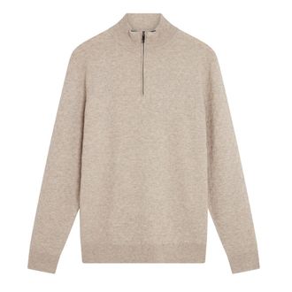 Ted Baker Kurnle T-steek Gebreide Camelkleurige Trui Met Halve Rits