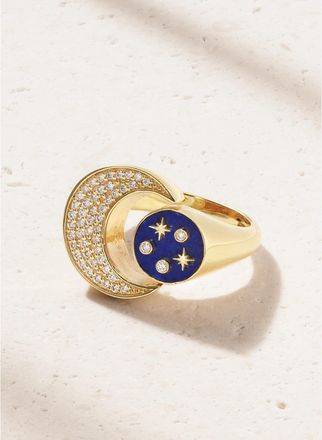 Sydney Evan Anello In Oro 14 Carati Con Lapislazzuli E Diamanti Celestial