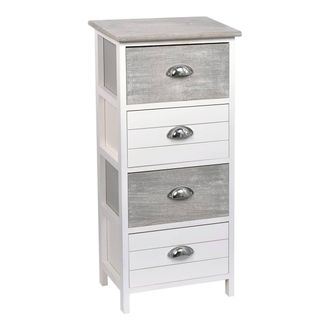 Tendance Paulownia Mueble De 4 Cajones Con Tiradores Met&aacute;licos - Bicolor Blanco-gris Tendance