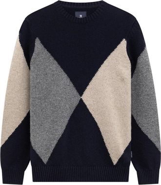 State of Art Gebreide trui met ronde hals - Heren - Truien - Blauw - Maat: 2XL