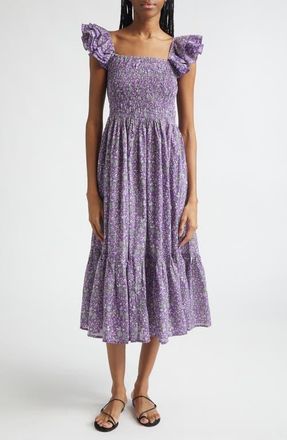 Mille Olympia Smocked Midi Dress in Provence Floral at Nordstrom, Size X-Small