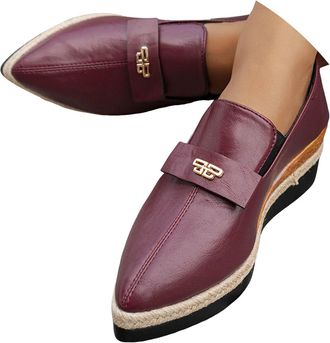 Generic Womens Casual Slip On Wedge Shoes Dressy Retro Pointed Toe Flower Decoration Dress Shoes for Women Work Fashion Chunky Wedge Heels Outdoor Travel Non 