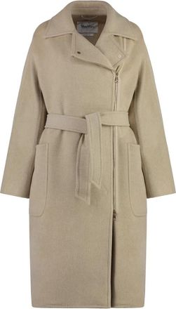 Max Mara Agosto Wool Coat - Dames - Jas met riem - Beige - 3XS - Wol - Jassen